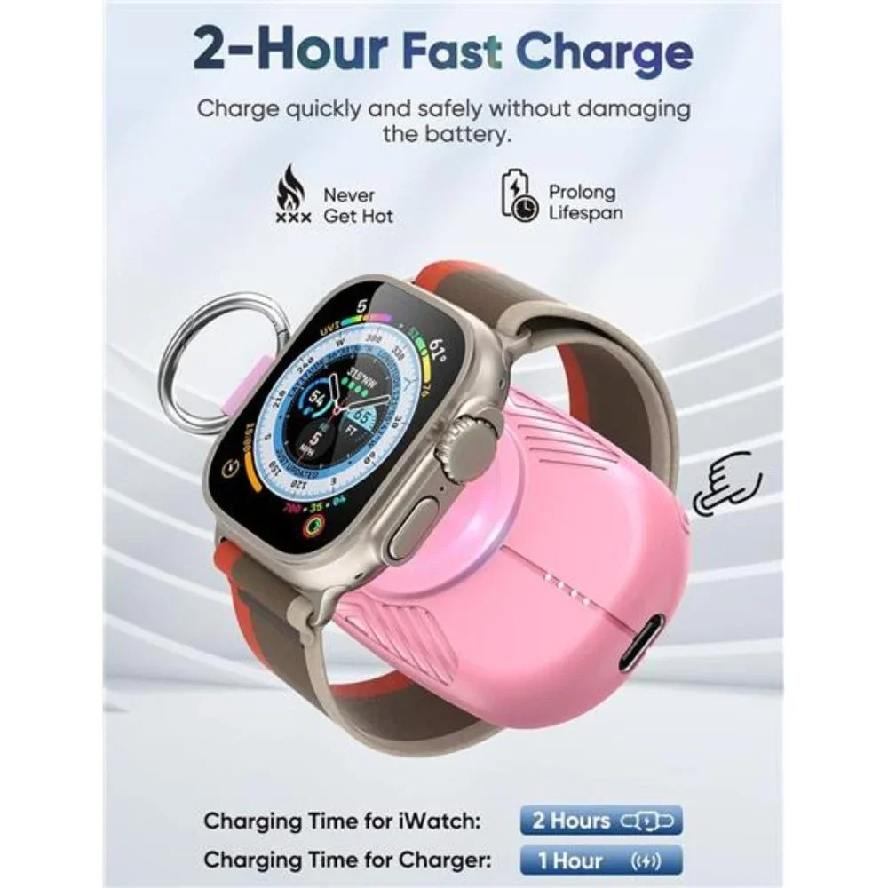 Portable Charger for Apple Watch, 1200mAh Magnetic Keychain Wireless Power Bank